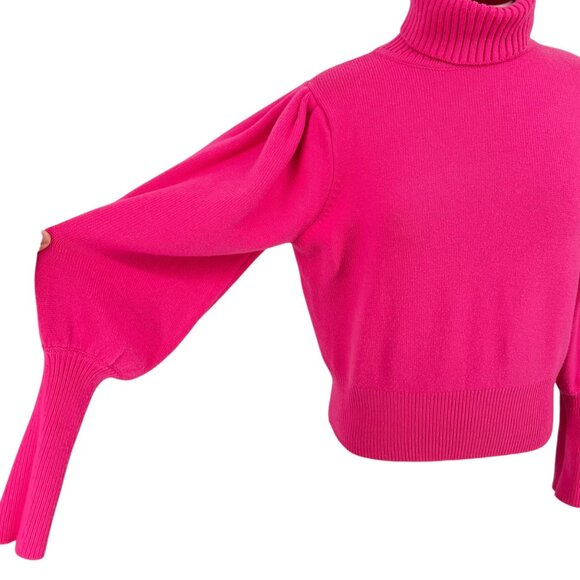 French Connection Puff Sleeve Turtleneck Sweater Pink Size Small - Picture 3 of 11